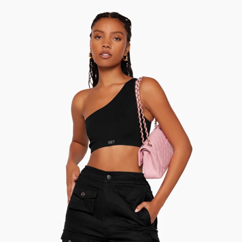 NWT SET ACTIVE ONYX SCULPT FLEX ONE SHOULDER SPORTS BRA